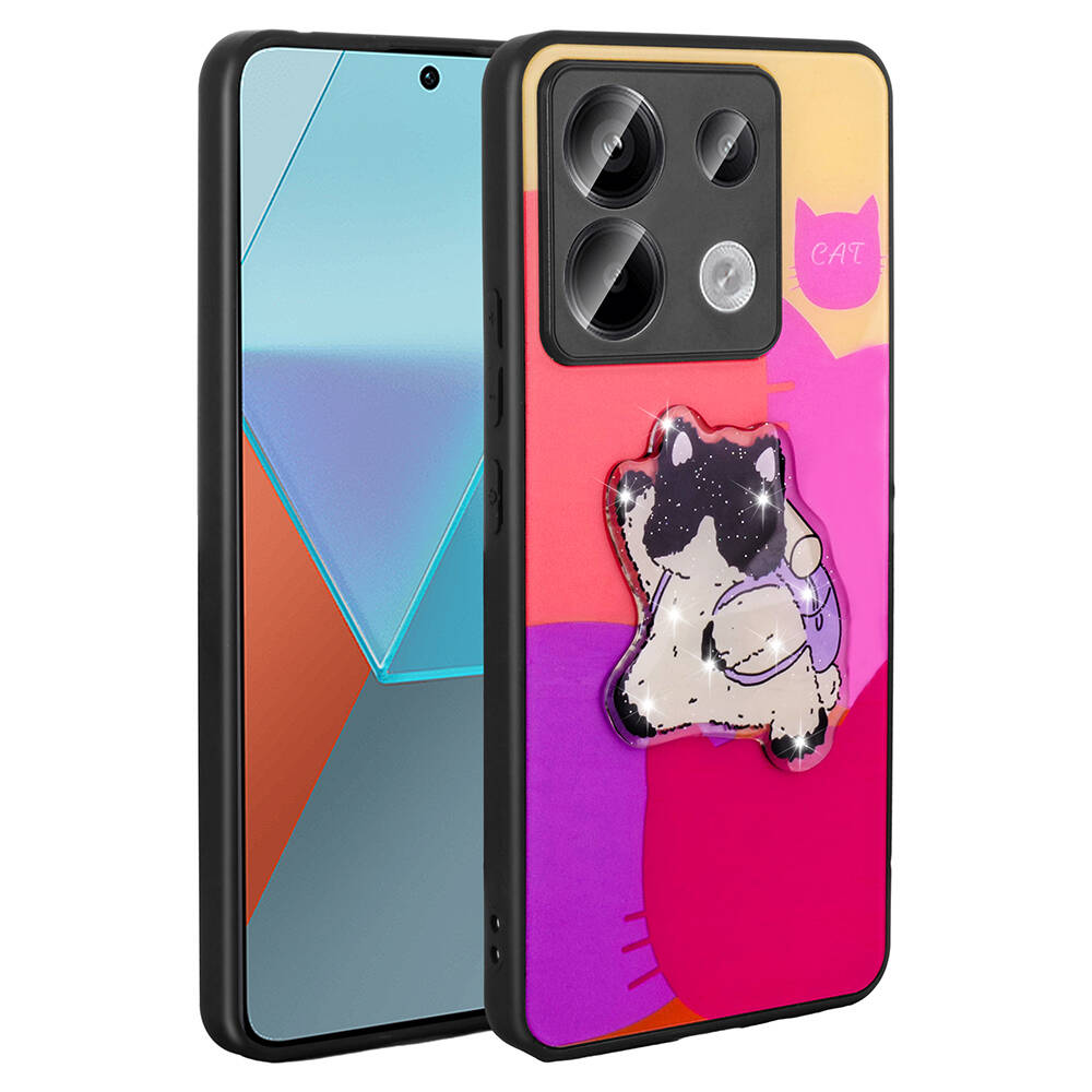 Xiaomi Redmi Note 13 Pro 5G Uyumlu Kılıf Parlayan Kabartmalı İkonik Figürlü Zore Amas Silikon Kapak