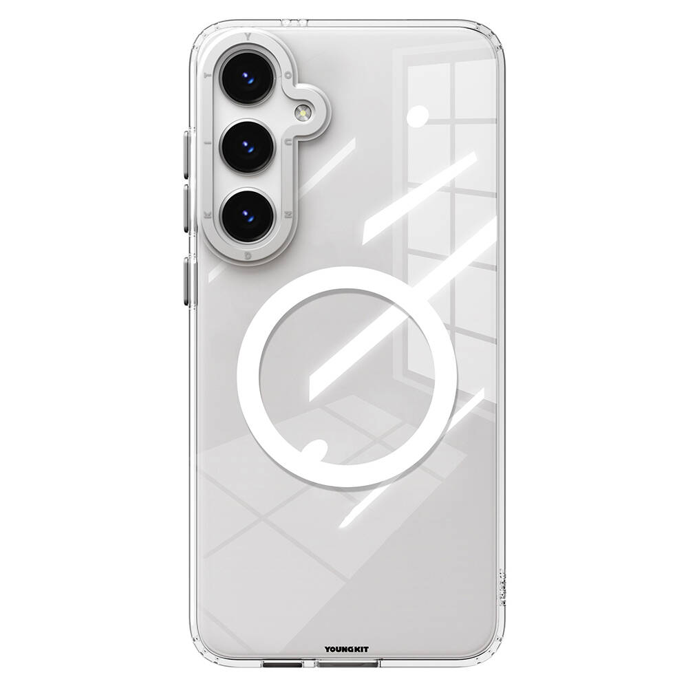 Samsung Galaxy S24 Uyumlu Kılıf M-safe Şarj Özellikli Sararmaya Karşı Dayanıklı Youngkit Clear Crystal Serisi Kapak