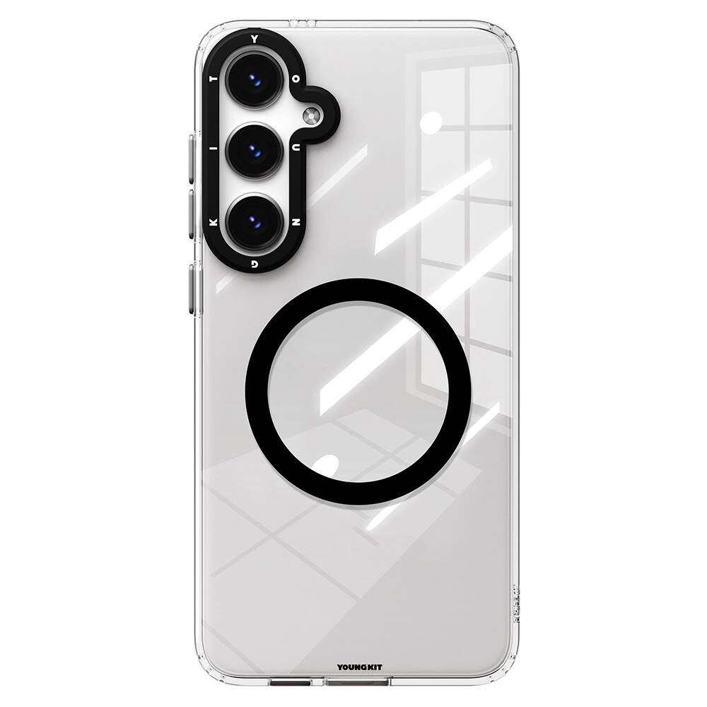 [RNZ-TA102710] Samsung Galaxy S24 Uyumlu Kılıf M-safe Şarj Özellikli Sararmaya Karşı Dayanıklı Youngkit Clear Crystal Serisi Kapak (Siyah)
