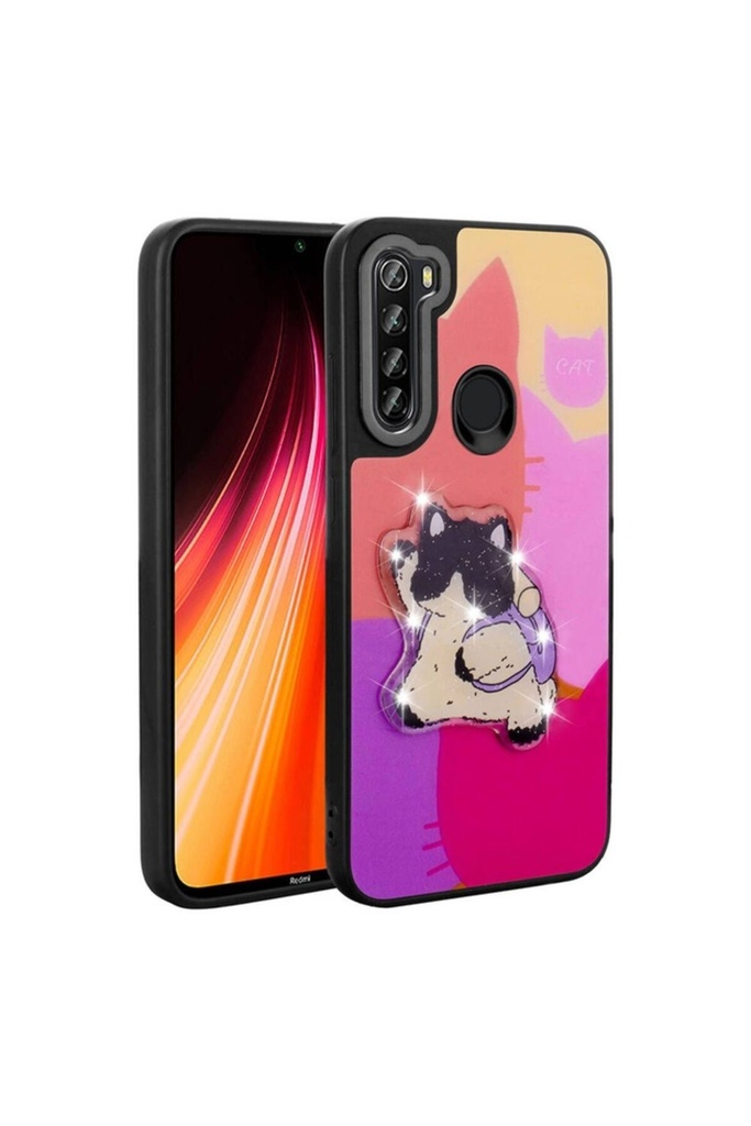Xiaomi Redmi Note 8 Uyumlu Kılıf Parlayan Kabartmalı İkonik Figürlü Zore Amas Silikon Kapak