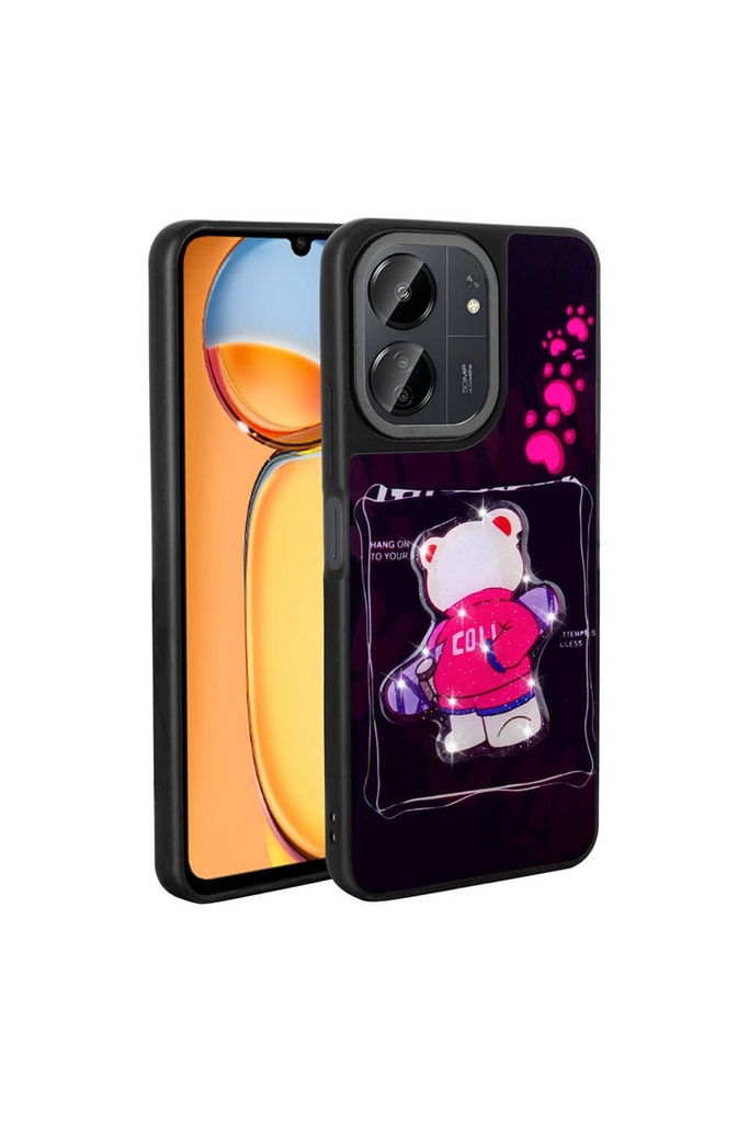 [RNZ-TA101200] Xiaomi Redmi 13C Uyumlu Kılıf Parlayan Kabartmalı İkonik Figürlü Zore Amas Silikon Kapak (Siyah)