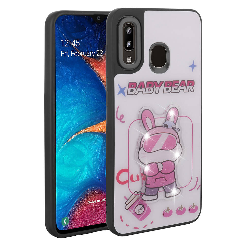 Samsung Galaxy A20 Uyumlu Kılıf Parlayan Kabartmalı İkonik Figürlü Zore Amas Silikon Kapak