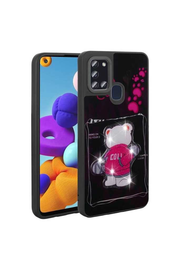 Samsung Galaxy A21S Uyumlu Kılıf Parlayan Kabartmalı İkonik Figürlü Zore Amas Silikon Kapak