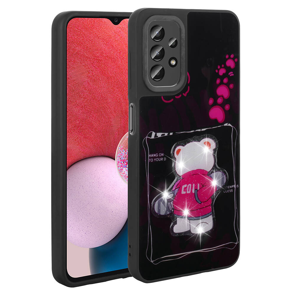 Samsung Galaxy A23 Uyumlu Kılıf Parlayan Kabartmalı İkonik Figürlü Zore Amas Silikon Kapak