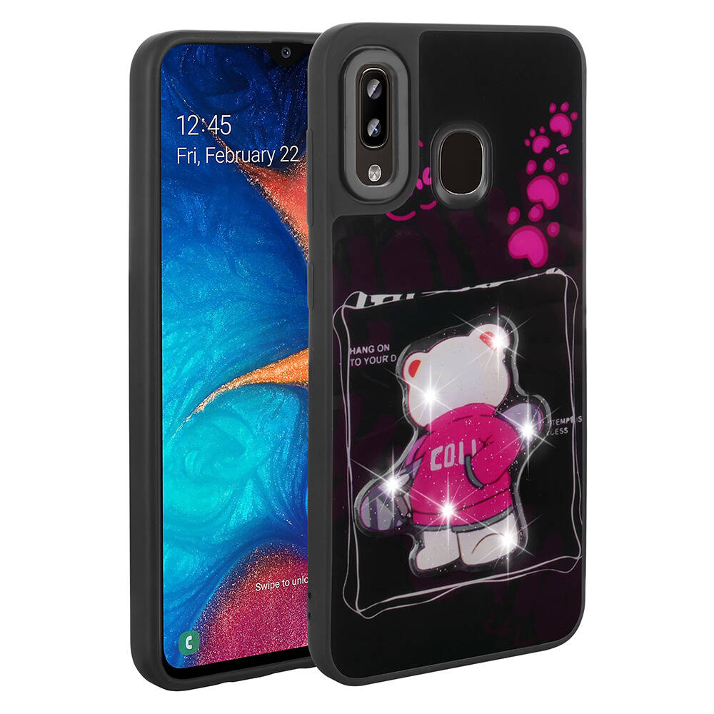 [RNZ-TA101256] Samsung Galaxy A30 Uyumlu Kılıf Parlayan Kabartmalı İkonik Figürlü Zore Amas Silikon Kapak (Siyah)