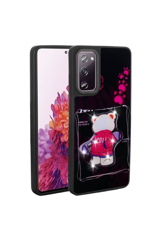 [RNZ-TA101292] Samsung Galaxy S20 FE Uyumlu Kılıf Parlayan Kabartmalı İkonik Figürlü Zore Amas Silikon Kapak (Siyah)