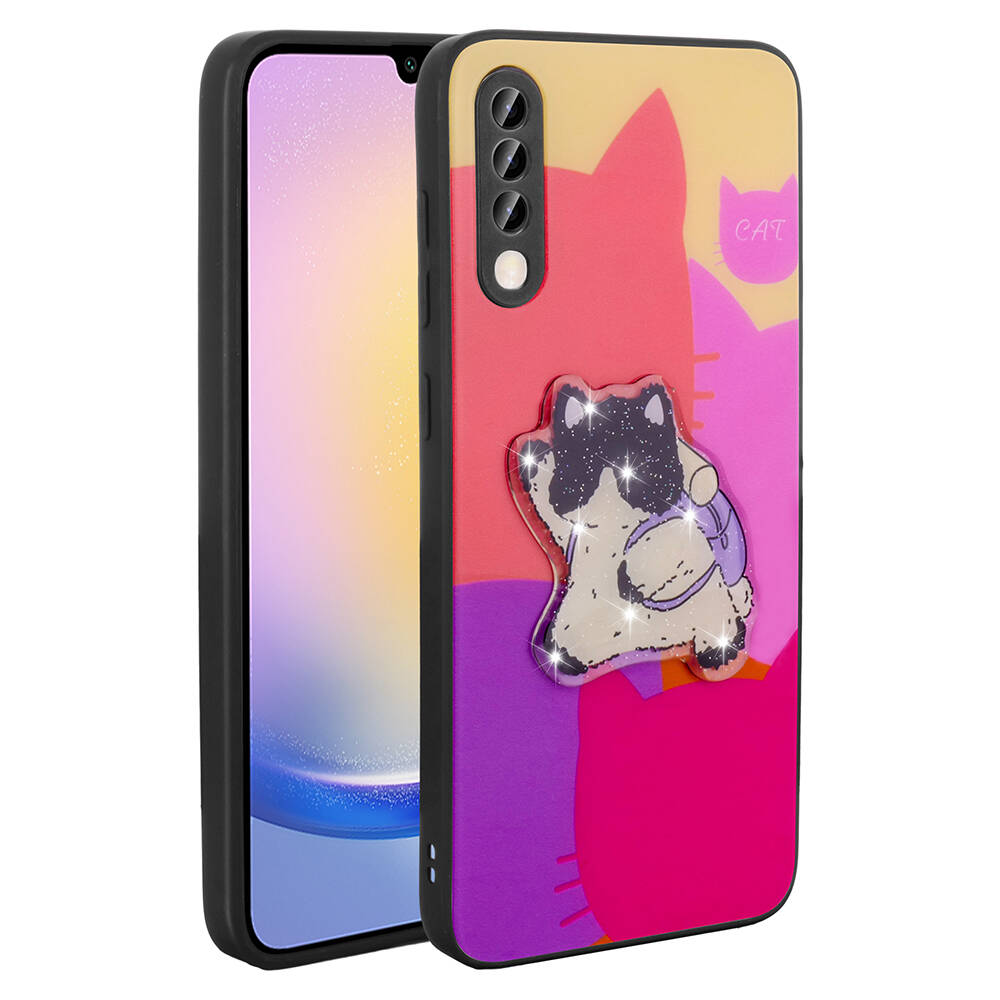 Samsung Galaxy A70 Uyumlu Kılıf Parlayan Kabartmalı İkonik Figürlü Zore Amas Silikon Kapak