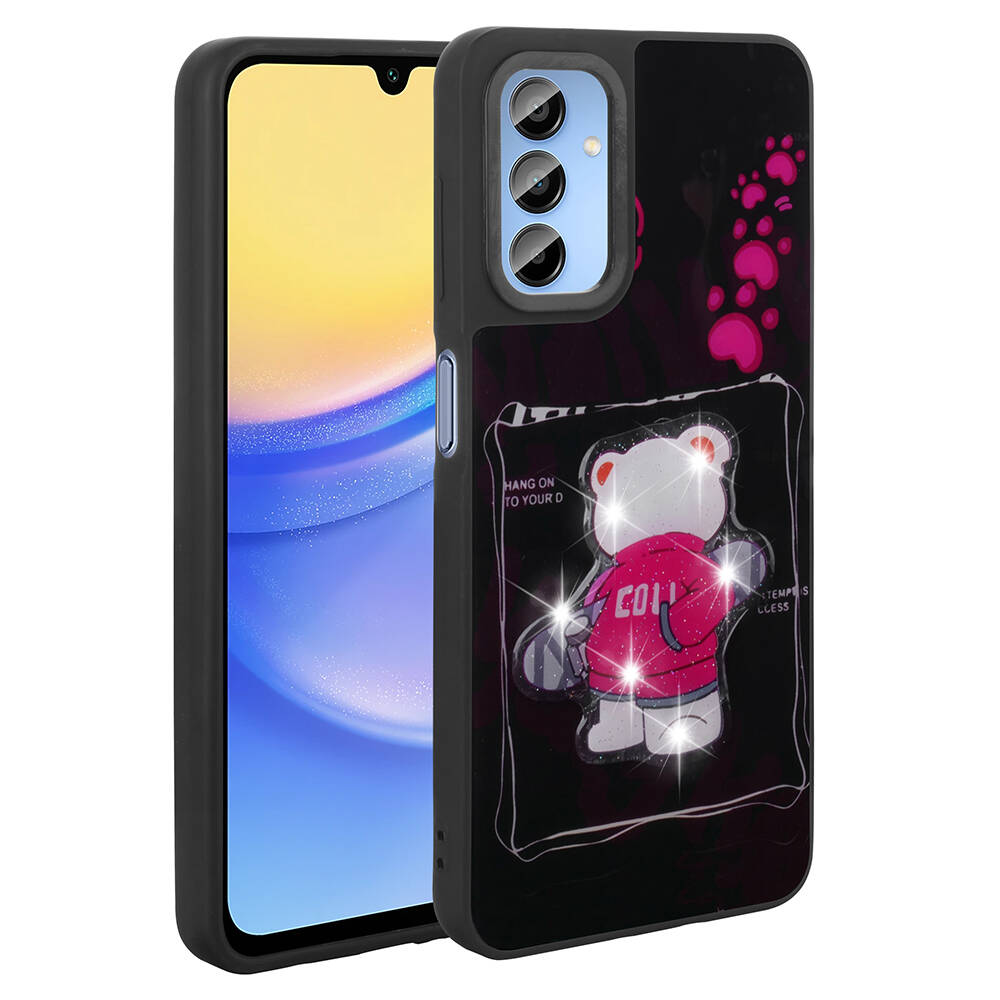 [RNZ-TA101260] Samsung Galaxy A25 Uyumlu Kılıf Parlayan Kabartmalı İkonik Figürlü Zore Amas Silikon Kapak (Siyah)
