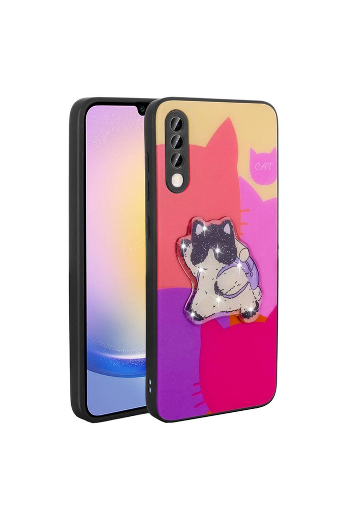 Samsung Galaxy A50 Uyumlu Kılıf Parlayan Kabartmalı İkonik Figürlü Zore Amas Silikon Kapak