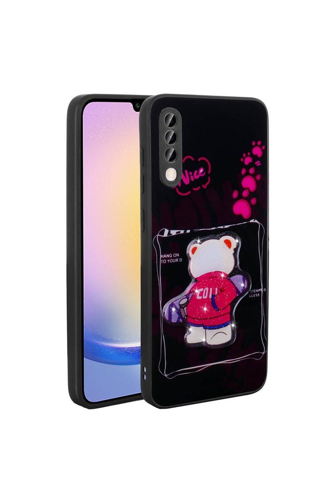 [RNZ-TA101276] Samsung Galaxy A50 Uyumlu Kılıf Parlayan Kabartmalı İkonik Figürlü Zore Amas Silikon Kapak (Siyah)