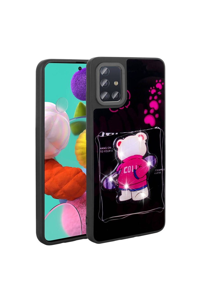 [RNZ-TA101280] Samsung Galaxy A51 Uyumlu Kılıf Parlayan Kabartmalı İkonik Figürlü Zore Amas Silikon Kapak (Siyah)