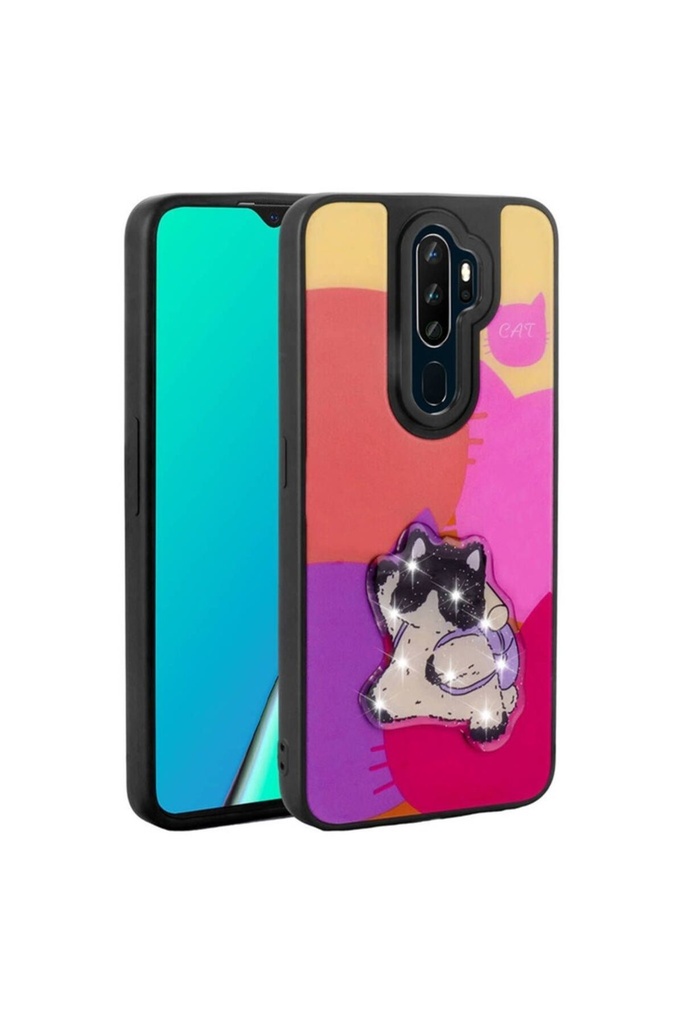 Oppo A5 2020 Uyumlu Kılıf Parlayan Kabartmalı İkonik Figürlü Zore Amas Silikon Kapak