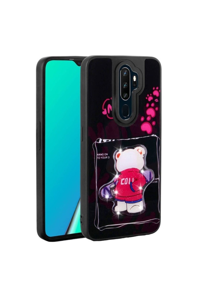 [RNZ-TA101332] Oppo A5 2020 Uyumlu Kılıf Parlayan Kabartmalı İkonik Figürlü Zore Amas Silikon Kapak (Siyah)