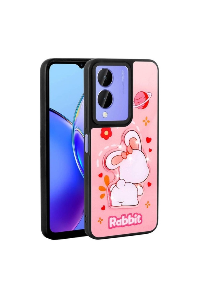 Vivo Y17S Uyumlu Kılıf Parlayan Kabartmalı İkonik Figürlü Zore Amas Silikon Kapak