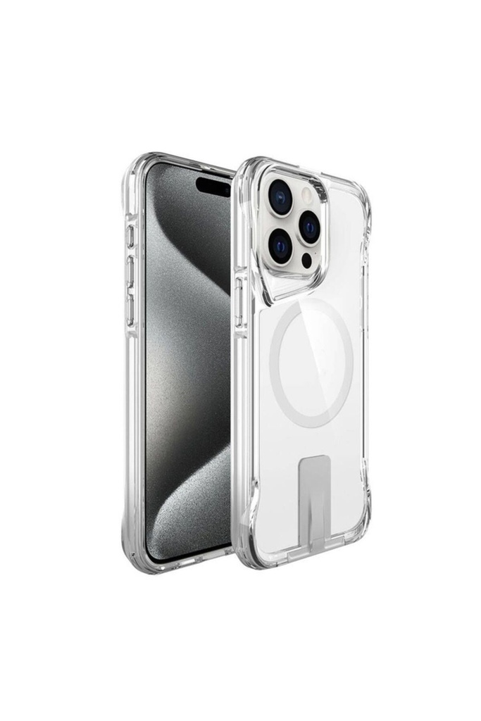 Apple iPhone 15 Pro Uyumlu Kılıf M-safe Şarj Özellikli Zore T-Max Standlı Kapak