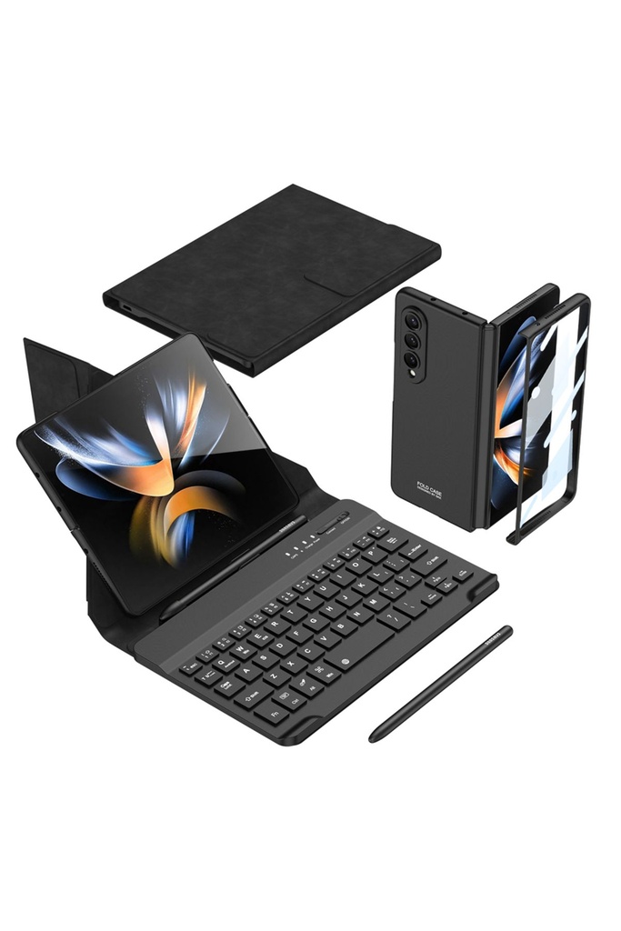 Samsung Galaxy Z Fold 4 Uyumlu Kılıf Standlı Bluetooth Klavyeli Zore Kıpta Keyboard Set Kılıf