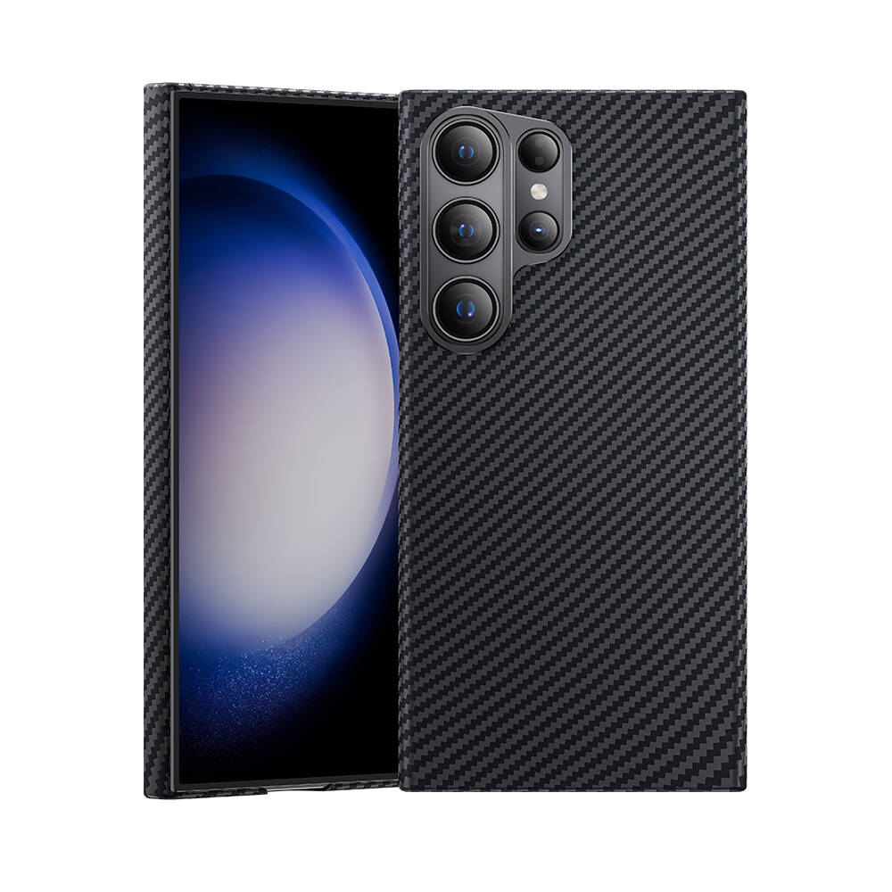 [RNZ-TA98077] Samsung Galaxy S24 Ultra Uyumlu Kılıf M-safe Özellikli Karbon Fiber Benks Essential ArmorAir 600D Kevlar Kapak