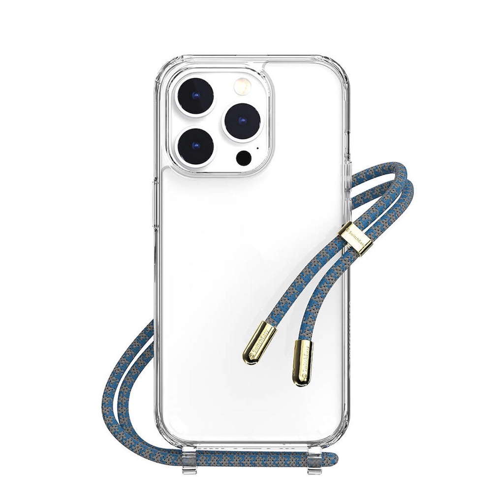 [ZTA102339] Apple iPhone 14 Pro Uyumlu Kılıf Boyun Askılı Şok Önleyicili Şeffaf Lisanslı Switcheasy Play Kapak (Lacivert)