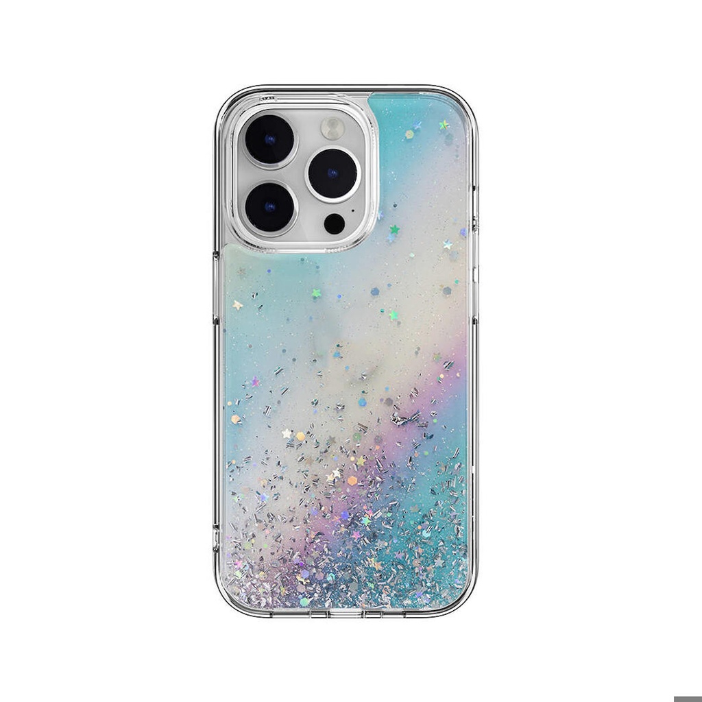 Apple iPhone 14 Pro Uyumlu Kılıf Parlayan Simli Şeffaf Lisanslı Switcheasy Starfield Kapak