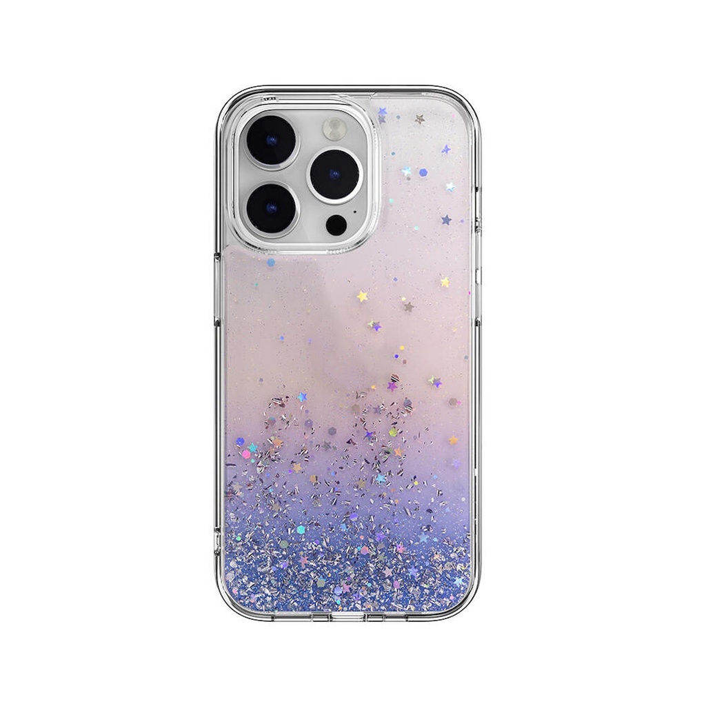 Apple iPhone 14 Pro Uyumlu Kılıf Parlayan Simli Şeffaf Lisanslı Switcheasy Starfield Kapak