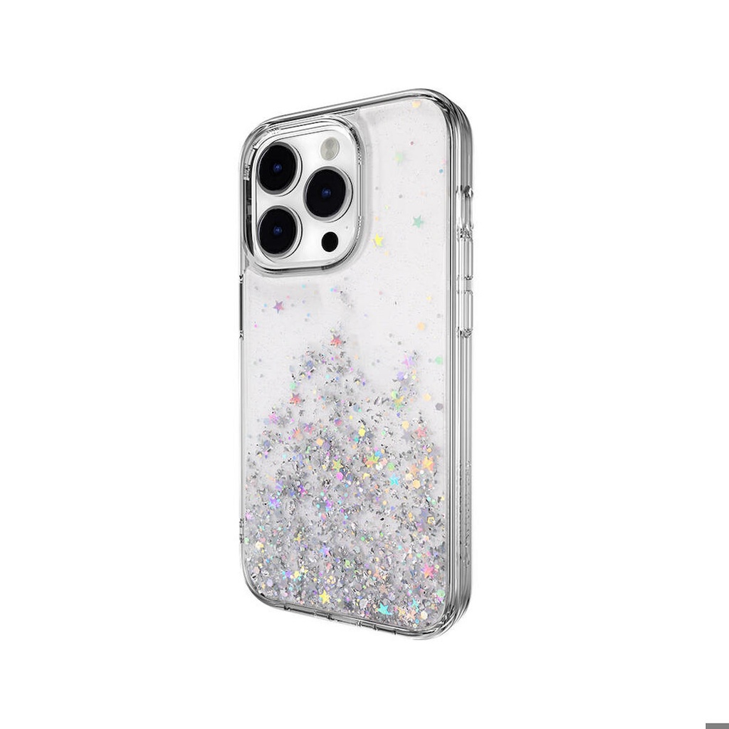 Apple iPhone 14 Pro Uyumlu Kılıf Parlayan Simli Şeffaf Lisanslı Switcheasy Starfield Kapak