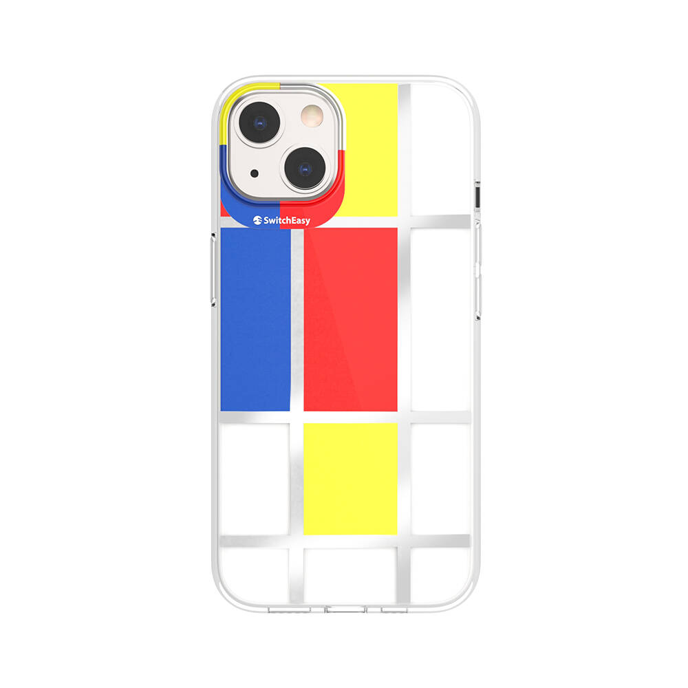 [ZTA102277] Apple iPhone 13 Uyumlu Kılıf Çift IMD Baskılı Lisanslı Switcheasy Artist Mondrian Kapak