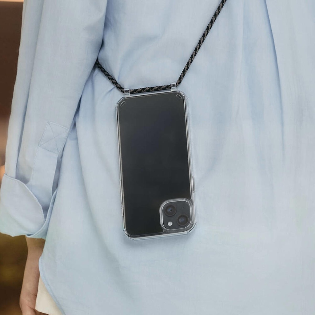 [ZTA102332] Apple iPhone 14 Uyumlu Kılıf Boyun Askılı Şok Önleyicili Şeffaf Lisanslı Switcheasy Play Kapak (Siyah)