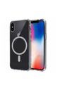 Apple iPhone XS Uyumlu Kılıf M-safe Şarj Özellikli Şeffaf Sert PC Zore Embos Kapak