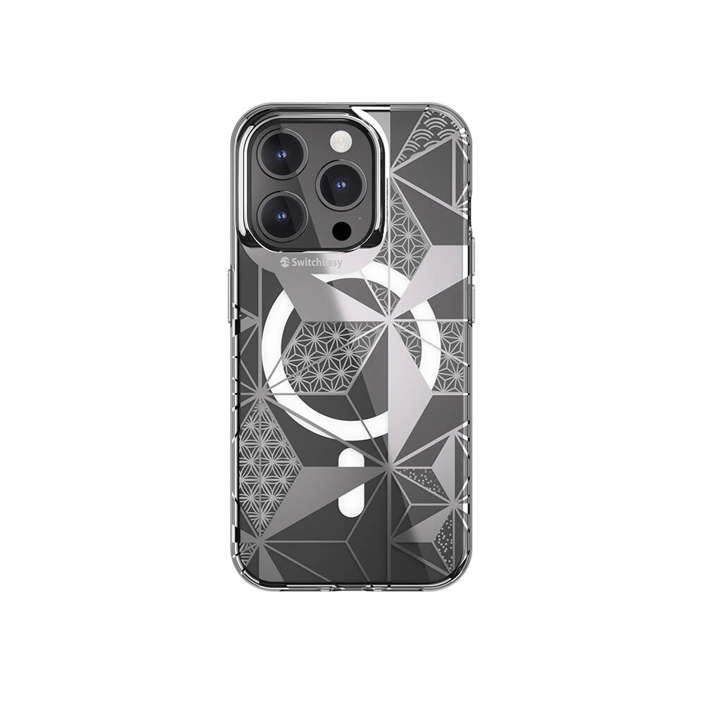 [ZTA102299] Apple iPhone 15 Pro Uyumlu Kılıf M-safe Şarj Özellikli Çift IMD Baskılı Lisanslı Switcheasy Artist-M Asanoha Kapak