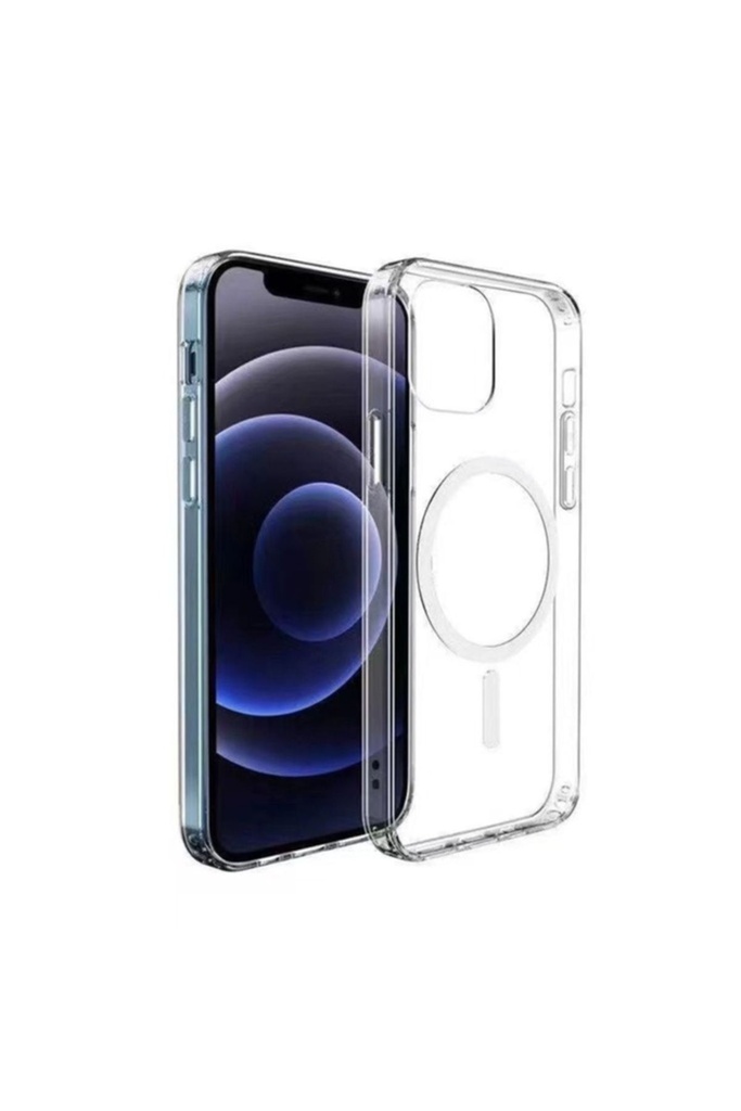 Apple iPhone 11 Uyumlu Kılıf M-safe Şarj Özellikli Şeffaf Sert PC Zore Embos Kapak