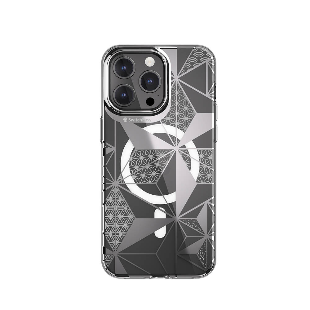 [ZTA102302] Apple iPhone 15 Pro Max Uyumlu Kılıf M-safe Şarj Özellikli Çift IMD Baskılı Lisanslı Switcheasy Artist-M Asanoha Kapak