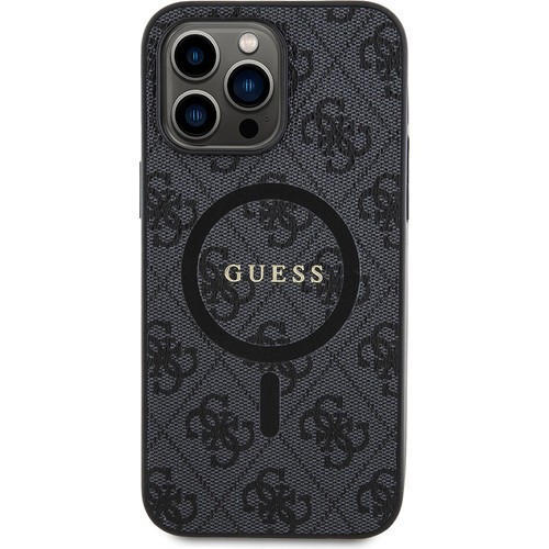 Apple iPhone 14 Pro Max Uyumlu Kılıf Guess Orjinal Lisanslı M-safe Şarj Özellikli PU Halkalı 4G Desenli Yazı Logolu Kapak