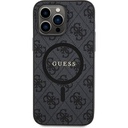 Apple iPhone 14 Pro Max Uyumlu Kılıf Guess Orjinal Lisanslı M-safe Şarj Özellikli PU Halkalı 4G Desenli Yazı Logolu Kapak