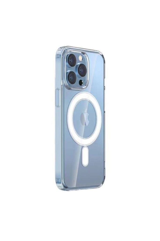 Apple iPhone 14 Pro Max Uyumlu Kılıf M-safe Şarj Özellikli Şeffaf Sert PC Zore Embos Kapak