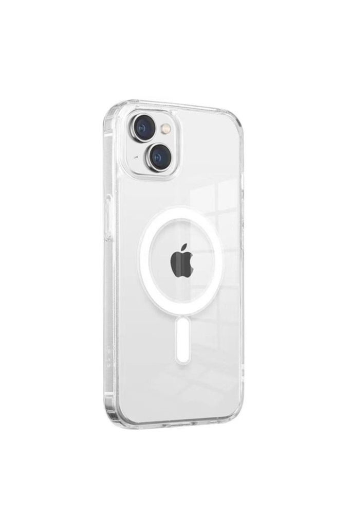 Apple iPhone 13 Mini Uyumlu Kılıf M-safe Şarj Özellikli Şeffaf Sert PC Zore Embos Kapak