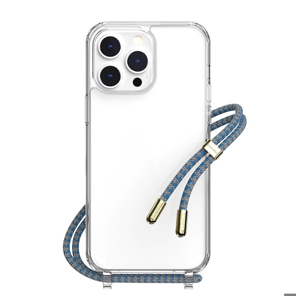 [ZTA102342] Apple iPhone 14 Pro Max Uyumlu Kılıf Boyun Askılı Şok Önleyicili Şeffaf Lisanslı Switcheasy Play Kapak (Lacivert)