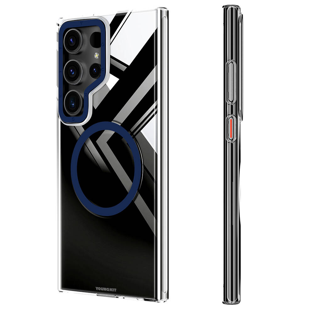 Samsung Galaxy S24 Ultra Uyumlu Kılıf M-safe Şarj Özellikli Sararmaya Karşı Dayanıklı Youngkit Clear Crystal Serisi Kapak