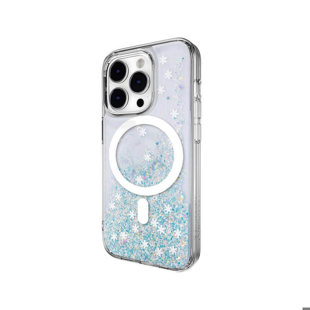 [ZTA102361] Apple iPhone 14 Pro Uyumlu Kılıf M-safe Şarj Özellikli Parlayan Simli Şeffaf Lisanslı Switcheasy Starfield-M Kapak (Mavi)