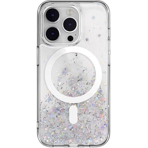 Apple iPhone 14 Pro Uyumlu Kılıf M-safe Şarj Özellikli Parlayan Simli Şeffaf Lisanslı Switcheasy Starfield-M Kapak