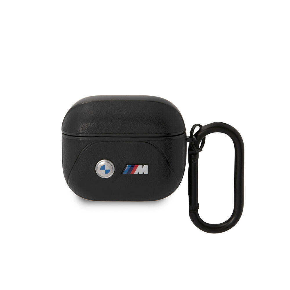 Apple Airpods 3. Nesil Uyumlu Kılıf BMW Orjinal Lisanslı PU Deri Tasarımlı 3 Renk Çizgili Çift Metal Logolu Kapak