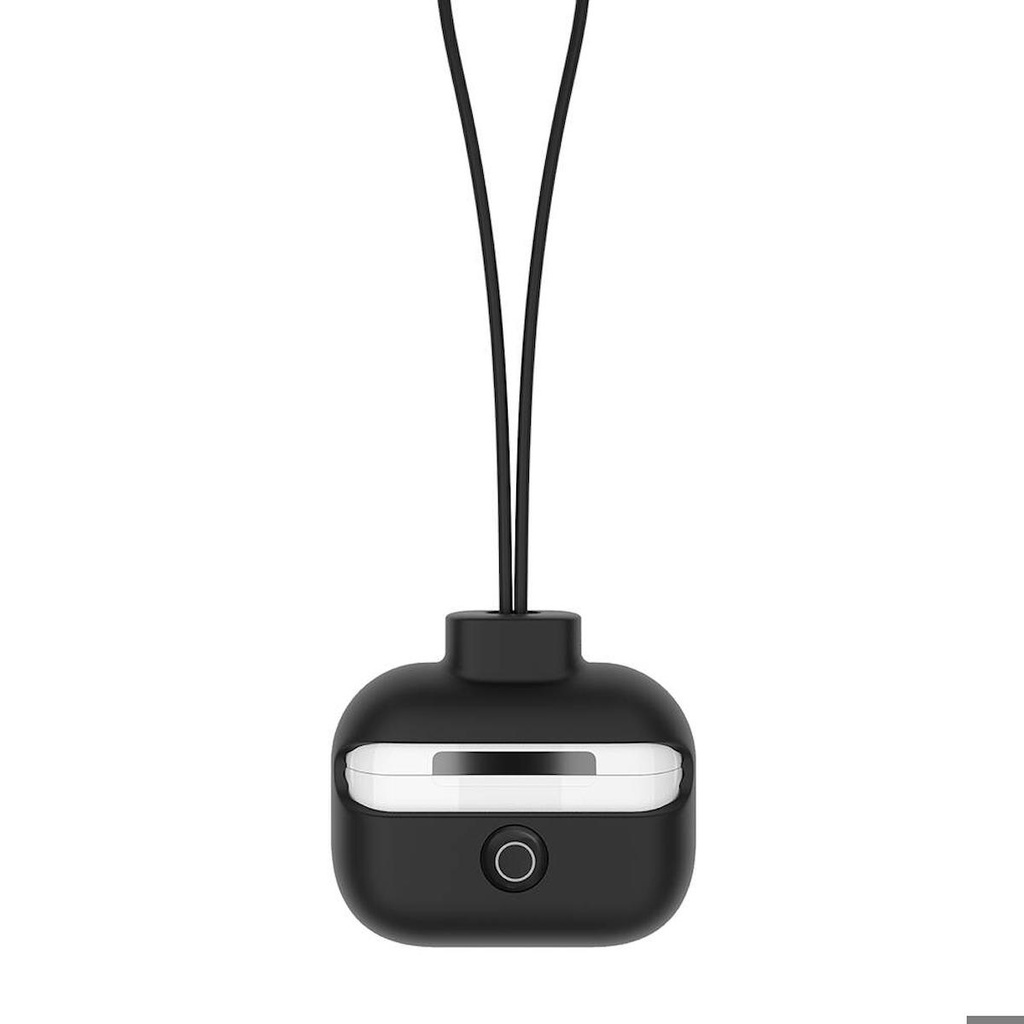 [ZTA102382] Apple Airpods Pro Uyumlu Kılıf Boyun Askılı Jelly Bean Tasarımlı Lisanslı Switcheasy ColorBuddy Kapak (Siyah)