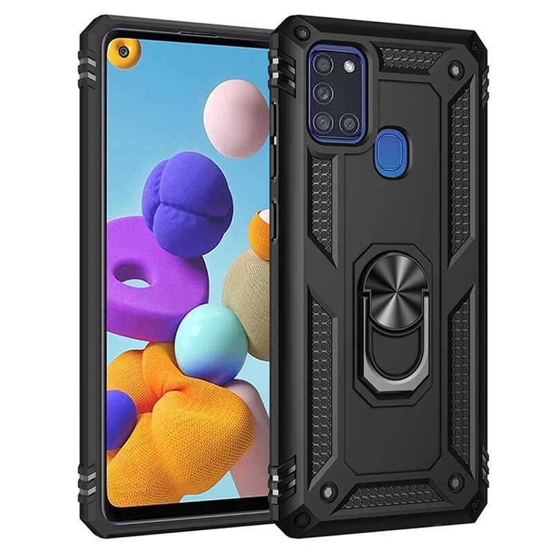 [RNZ-TA40584] Samsung Galaxy A21S Uyumlu Kılıf Zore Vega Kapak (Siyah)