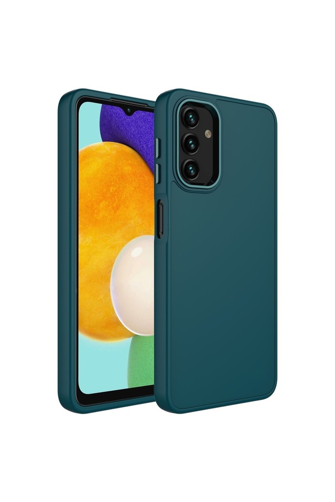 Samsung Galaxy A04 Uyumlu Kılıf Metal Çerçeve ve Buton Tasarımlı Silikon Zore Luna Kapak