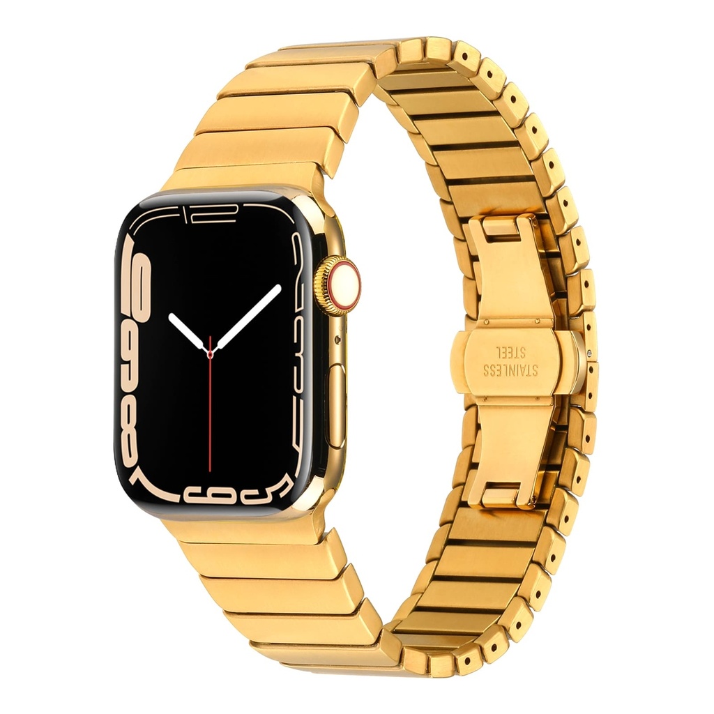 ​​​Apple Watch 7 41mm Uyumlu Kordon Metal Paslanmaz Klipsli KRD-79 Kayış