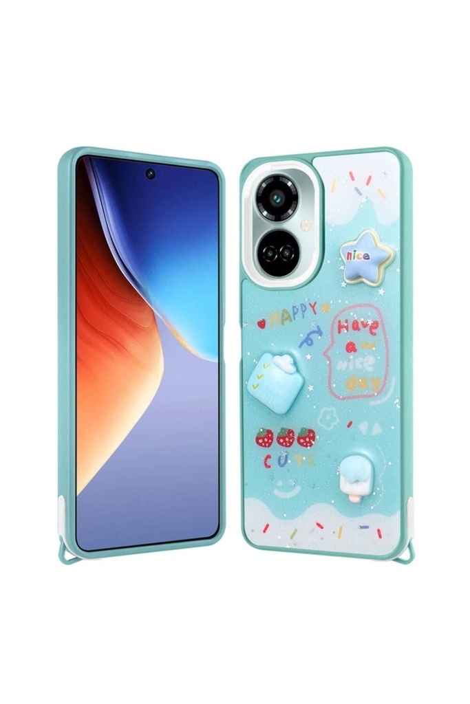 Tecno Camon 19 Pro Uyumlu Kılıf Parlayan Simli Kabartma Figürlü Zore Cevze Kapak