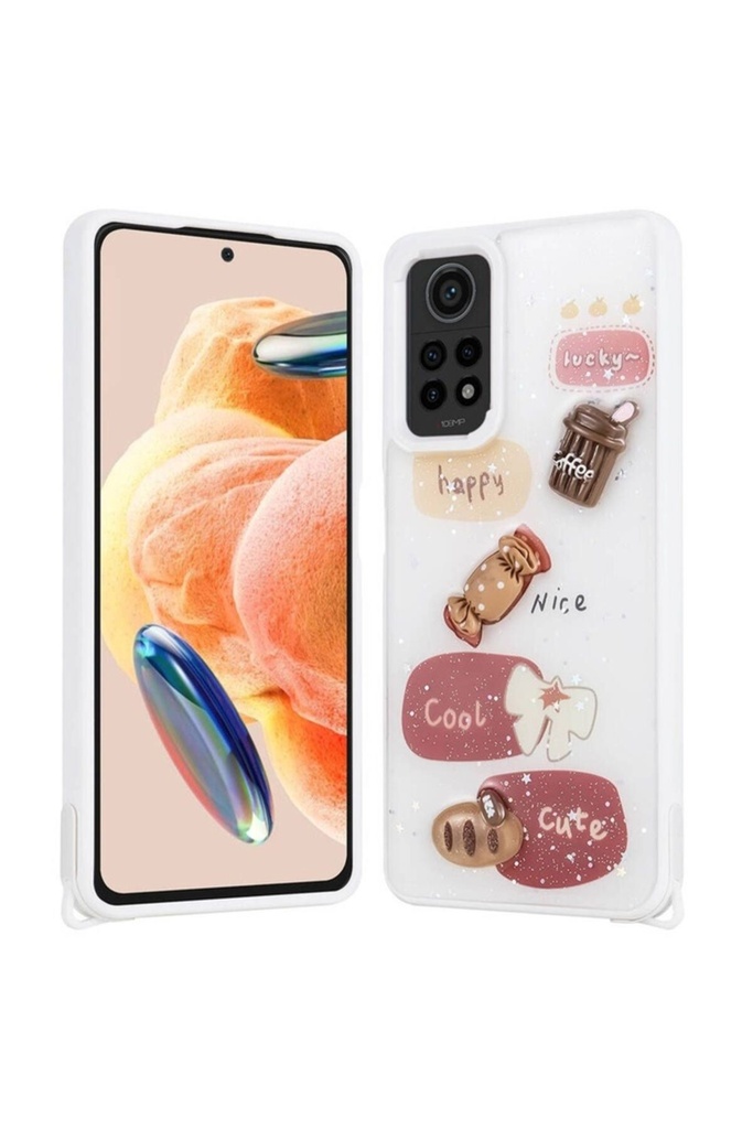 Xiaomi Redmi Note 12 Pro 4G Uyumlu Kılıf Parlayan Simli Kabartma Figürlü Zore Cevze Kapak