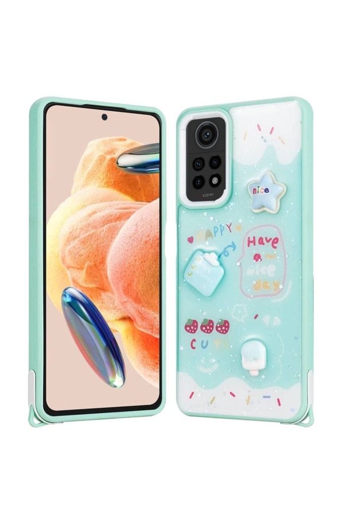 Xiaomi Redmi Note 12 Pro 4G Uyumlu Kılıf Parlayan Simli Kabartma Figürlü Zore Cevze Kapak