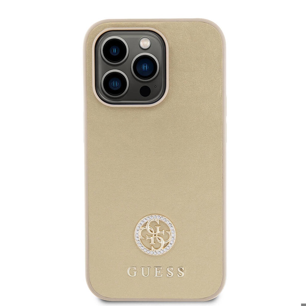 Apple iPhone 14 Pro Max Uyumlu Kılıf Guess Orjinal Lisanslı Deri 4G Metal Logo Strass Kapak