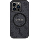 Apple iPhone 15 Pro Uyumlu Kılıf Guess Orjinal Lisanslı M-safe Şarj Özellikli PU Halkalı 4G Desenli Yazı Logolu Kapak