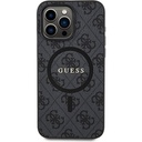 Apple iPhone 15 Pro Max Uyumlu Kılıf Guess Orjinal Lisanslı M-safe Şarj Özellikli PU Halkalı 4G Desenli Yazı Logolu Kapak